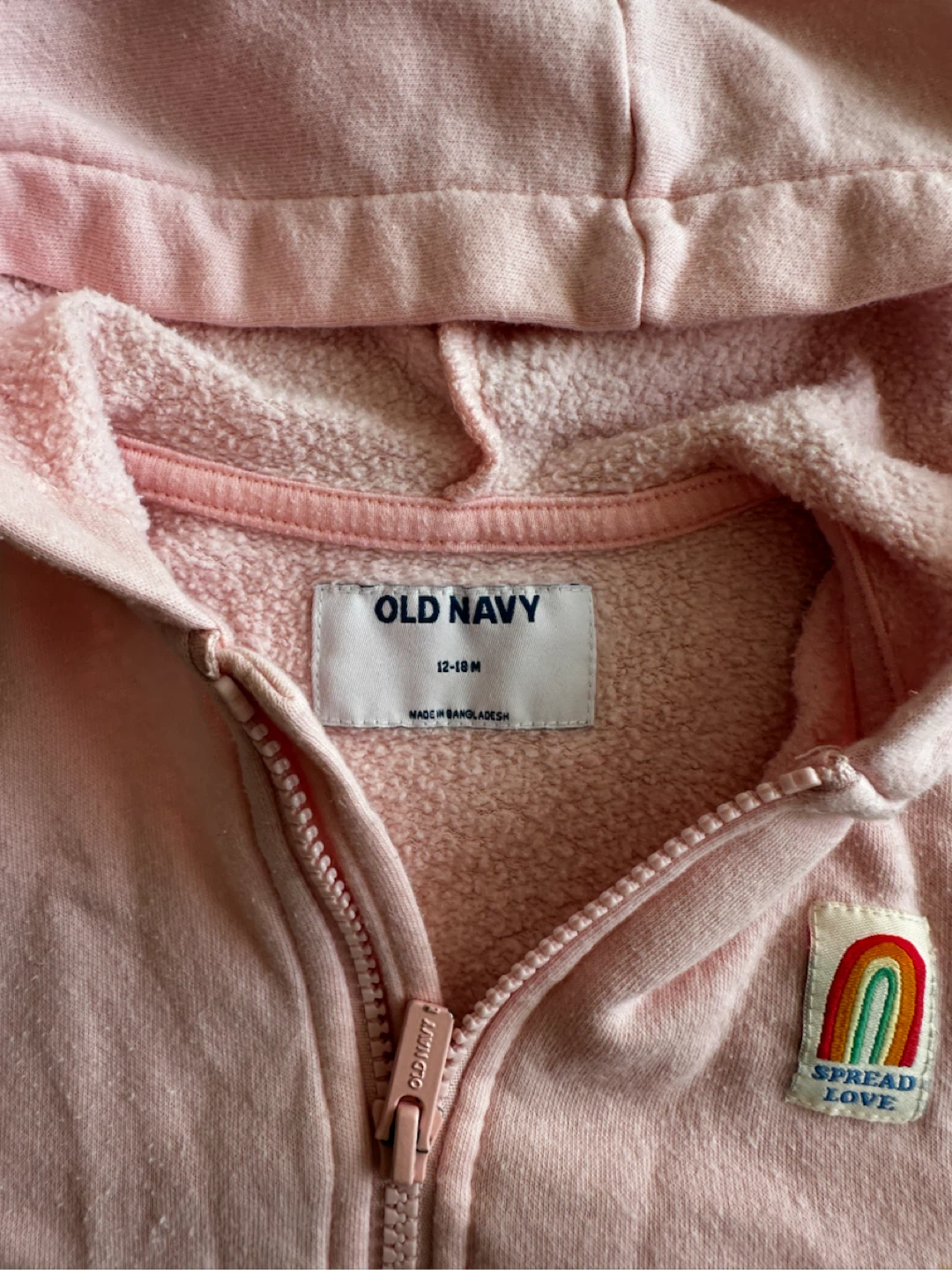 Old Navy Pink Zip-Up Hoodie 12-18M - photo 2