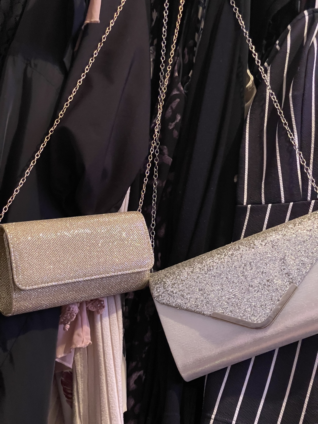 Sparkly Clutch Purses (2) - Gold & Silver Glitter