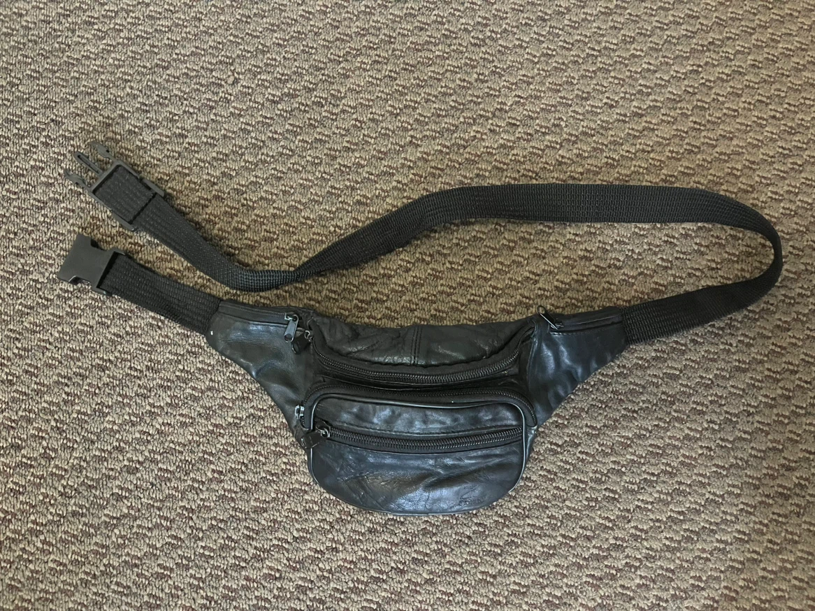 Black Leather Fanny Pack Waist Bag