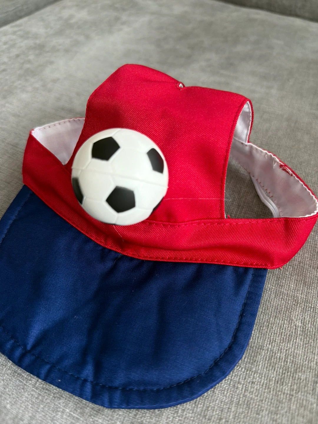 Red and Blue Dog Hat with Soccer Ball Accent Size M/ Size L - photo 2