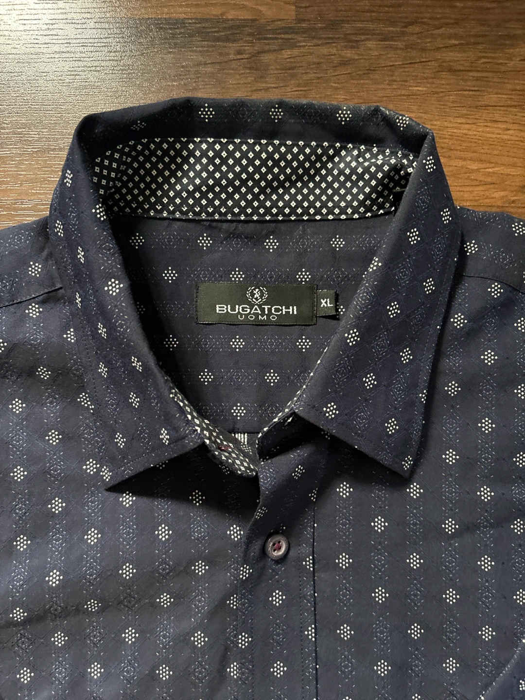 Bugatchi Uomo Blue Diamond Print Button Up Shirt XL - photo 2