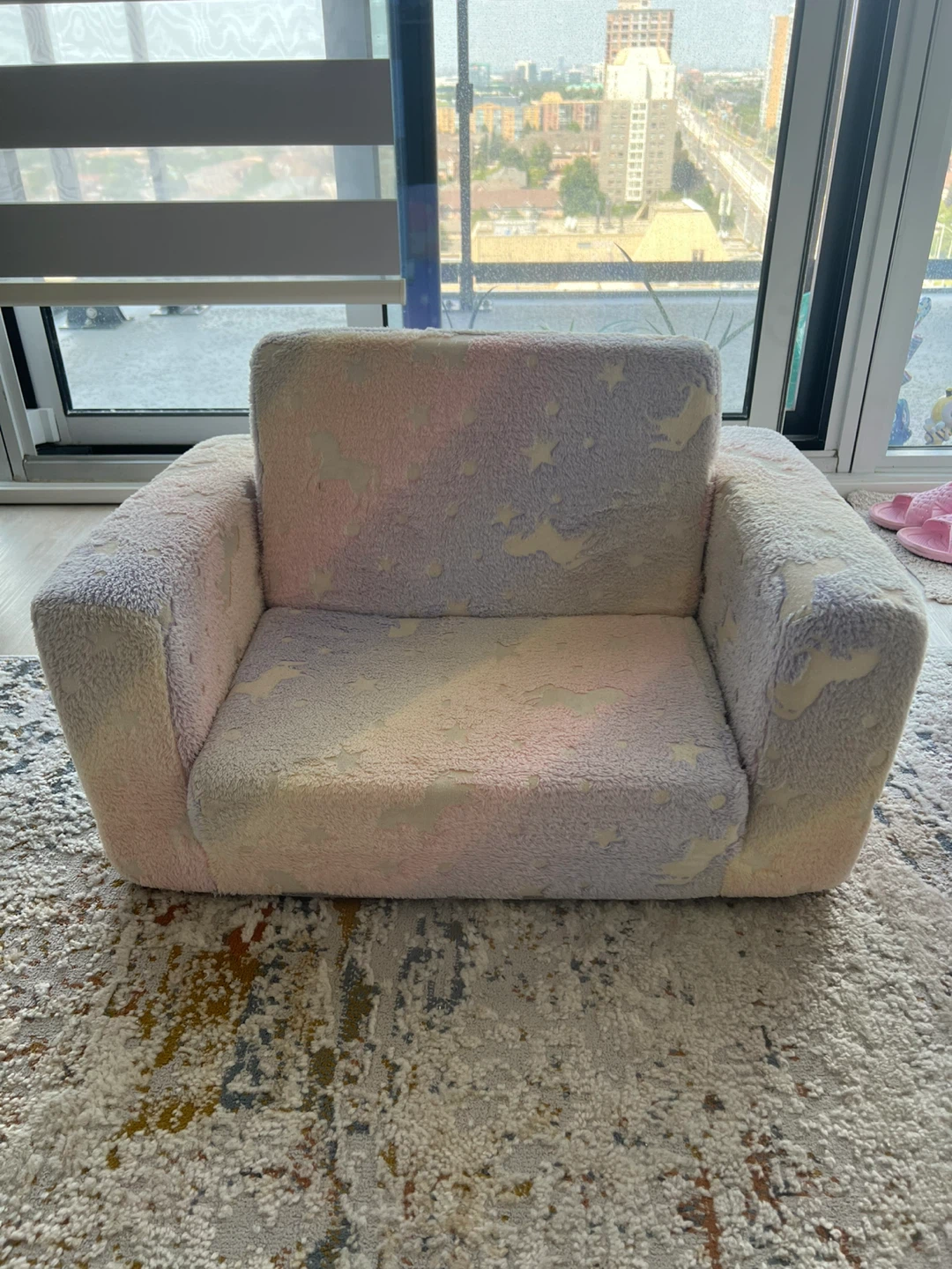 Fluffy Unicorn Kids Flip Out Sofa Bed