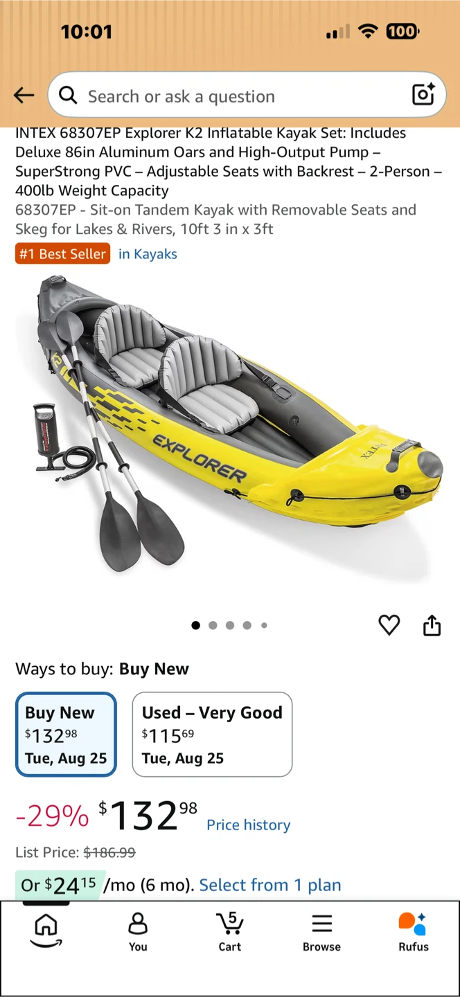 INTEX Explorer K2 Inflatable Kayak Set