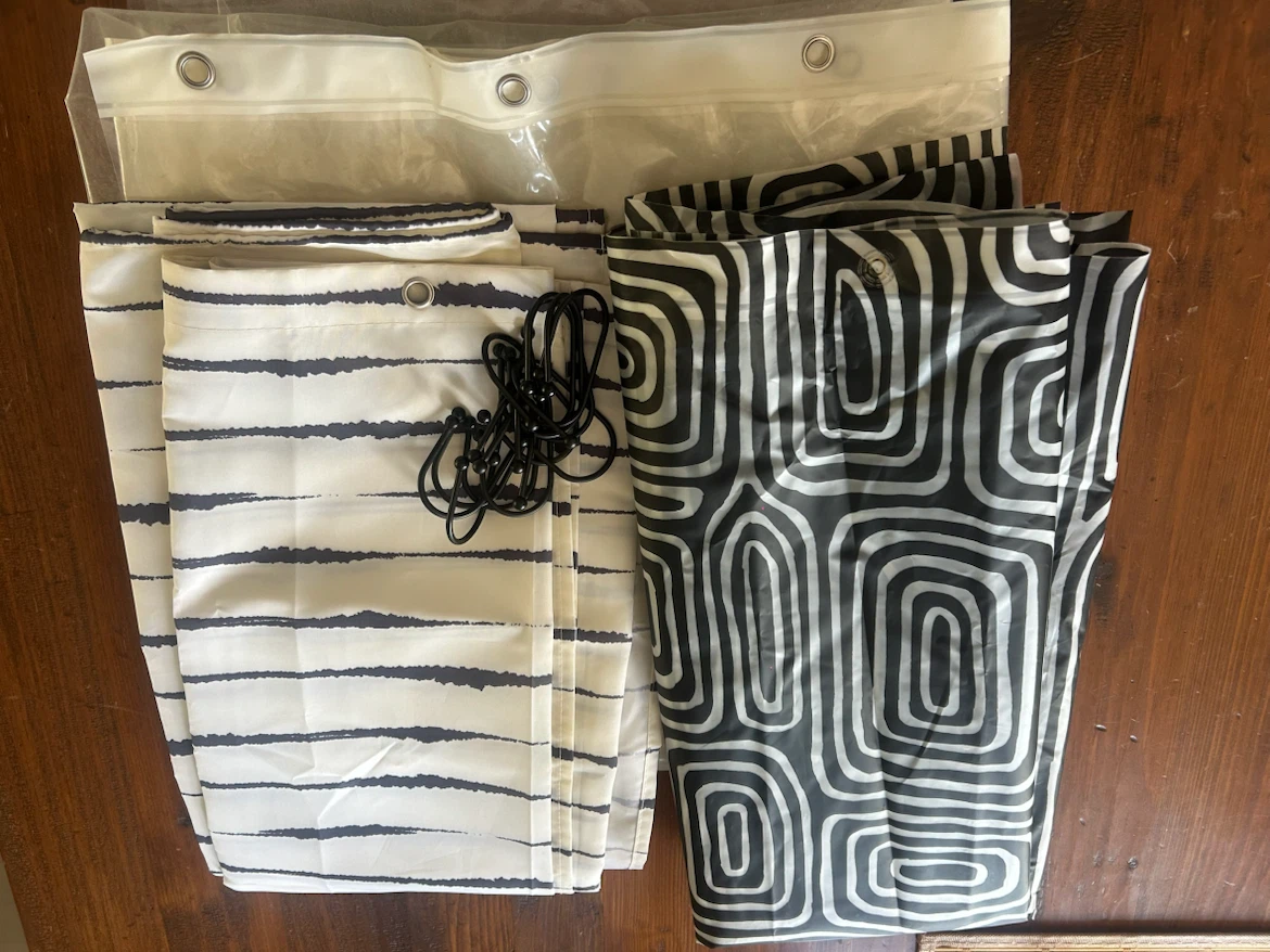 Two Shower Curtains & Hooks