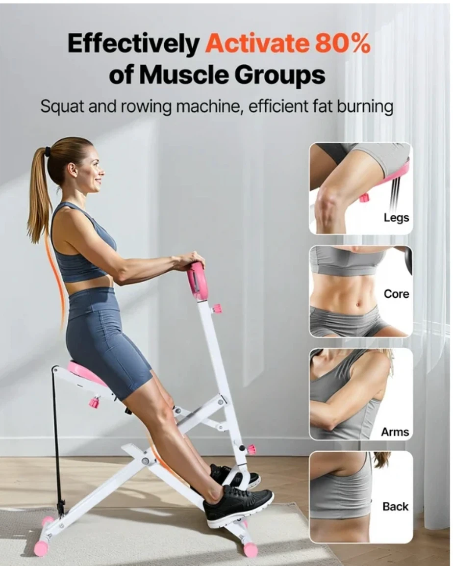 Home Fitness Squat and Rowing Machine - Pink/White - photo 2