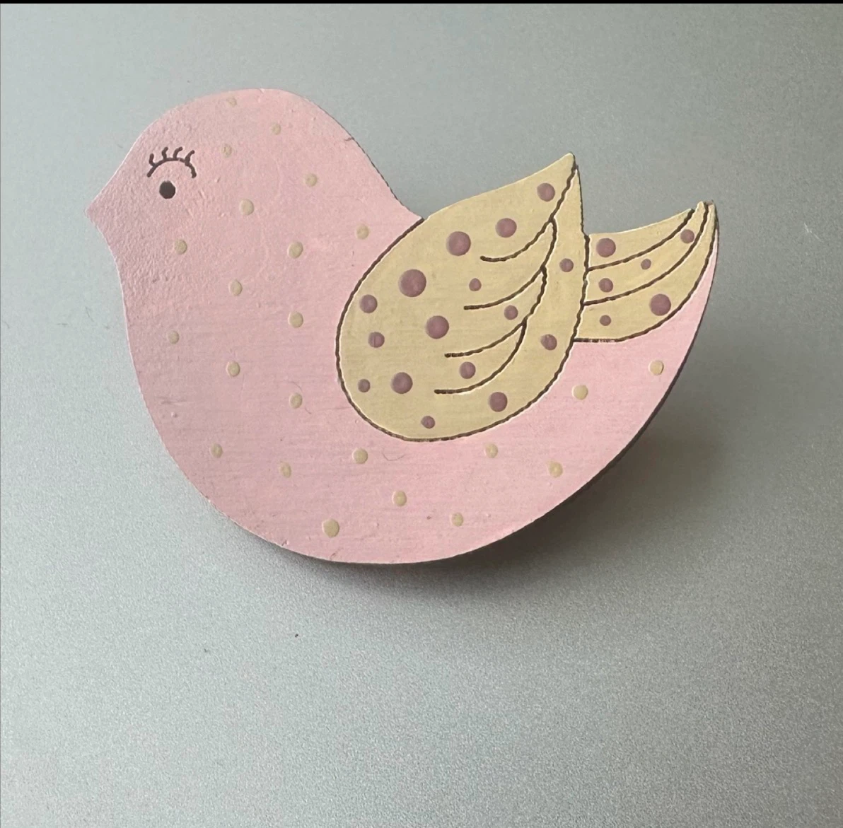 Pink and Yellow Wooden brooch