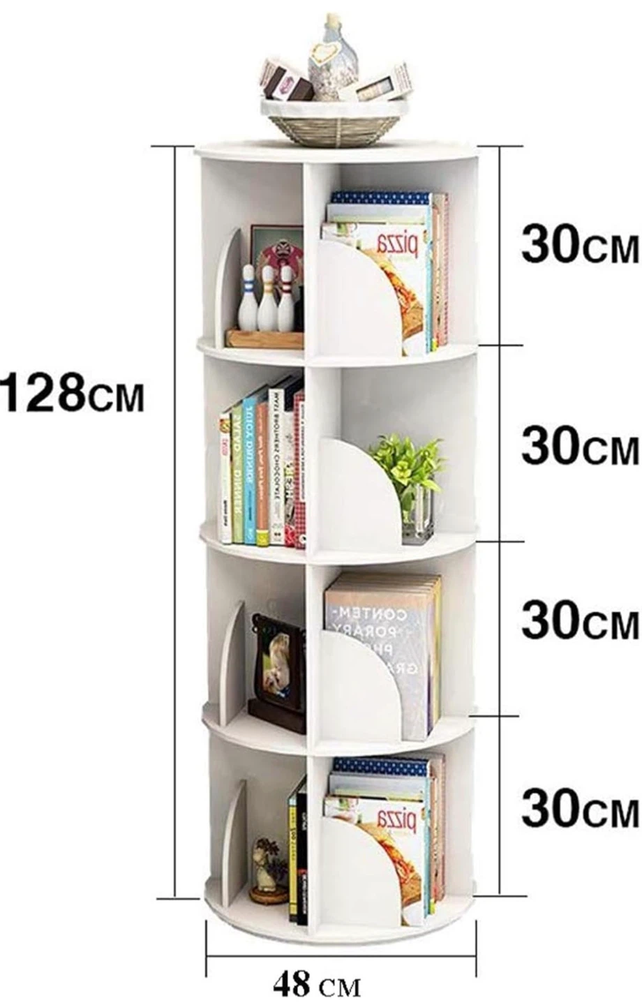 White 4-Tier Rotating Bookshelf - photo 2