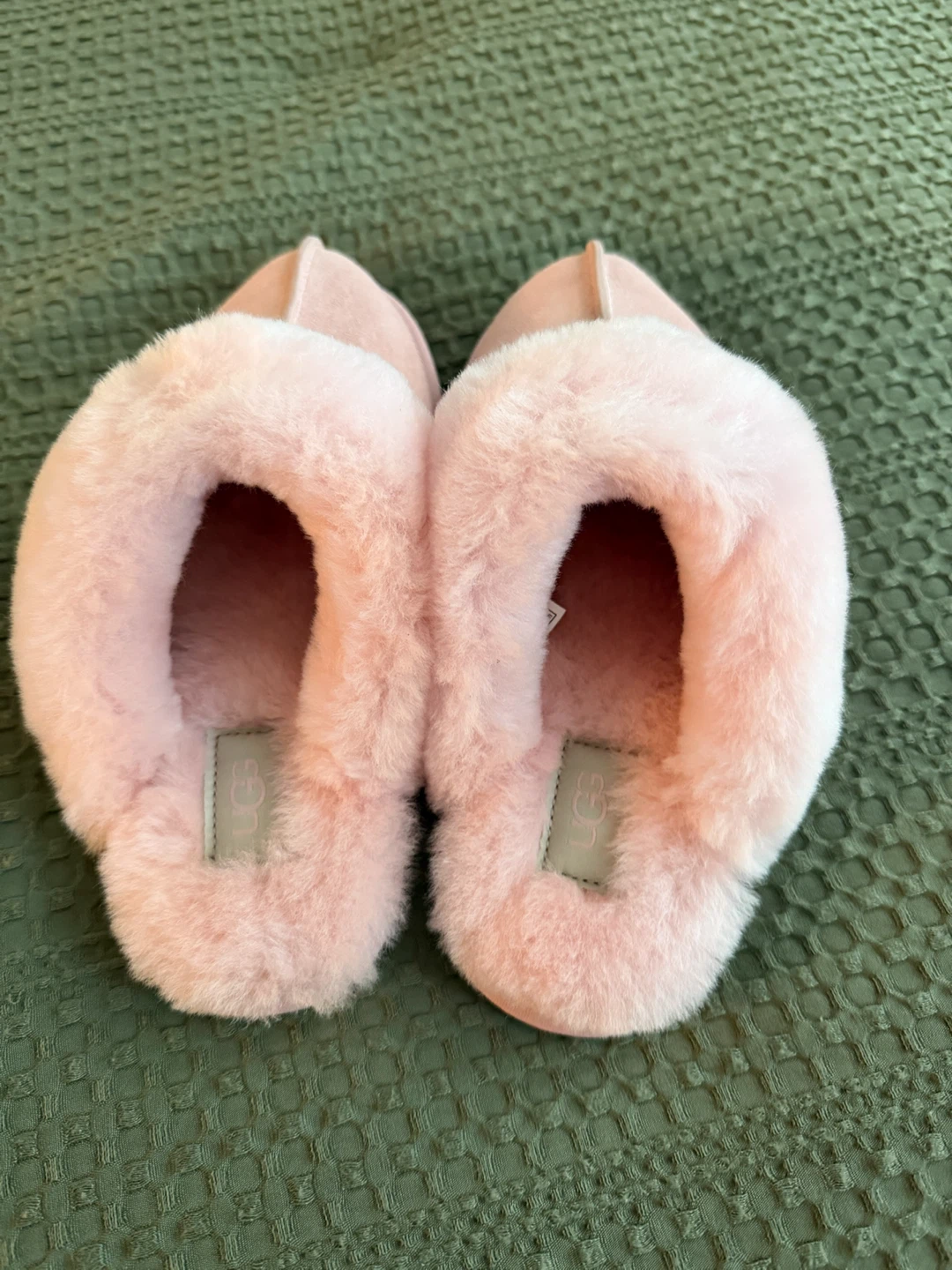 UGG Pink Suede Sheepskin Slippers - Size 8