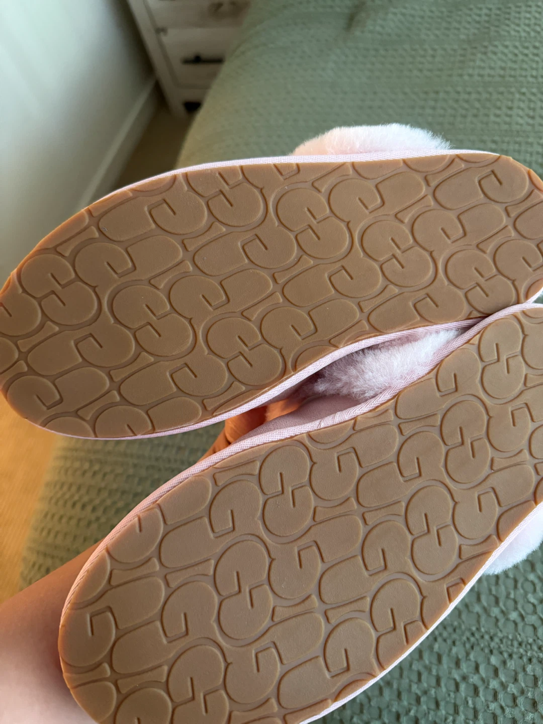 UGG Pink Suede Sheepskin Slippers - Size 8 - photo 3