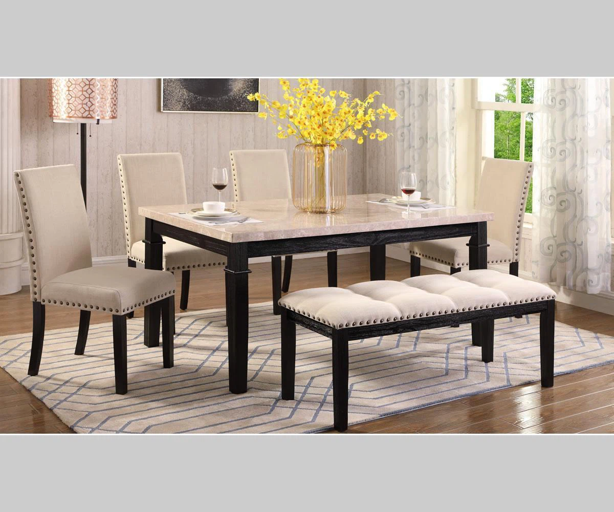 Dining Table Set with 4 Chairs and Bench