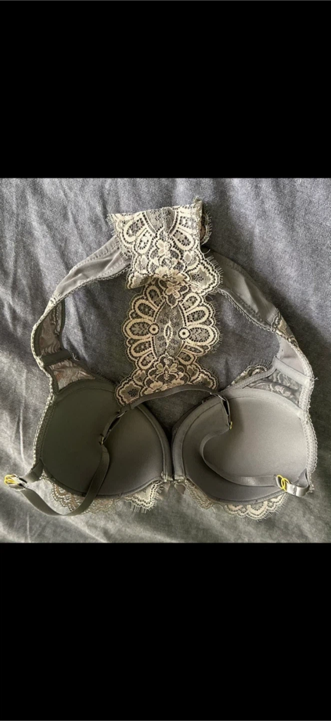 Grey and cream lace push-up bra - photo 2