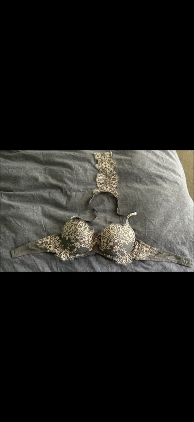 Grey and cream lace push-up bra - photo 4