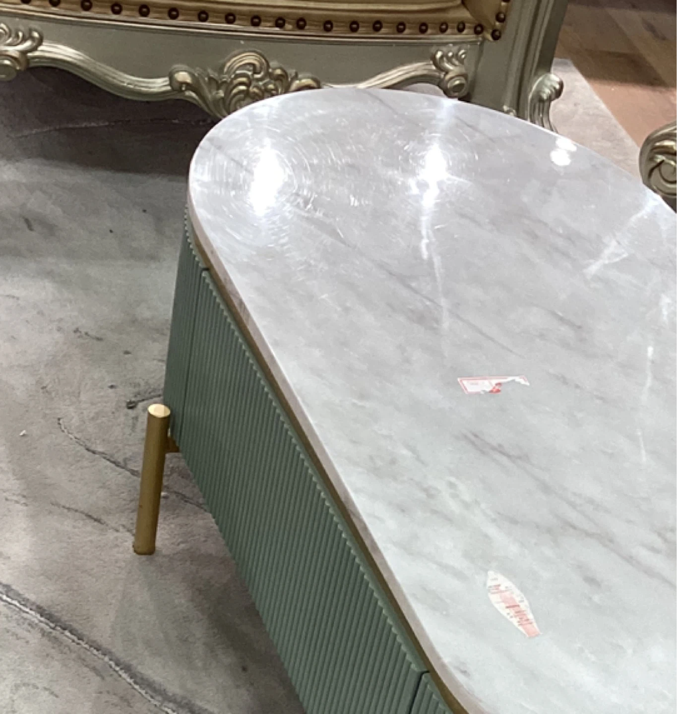 Modern Oval Coffee Table with Marble Top