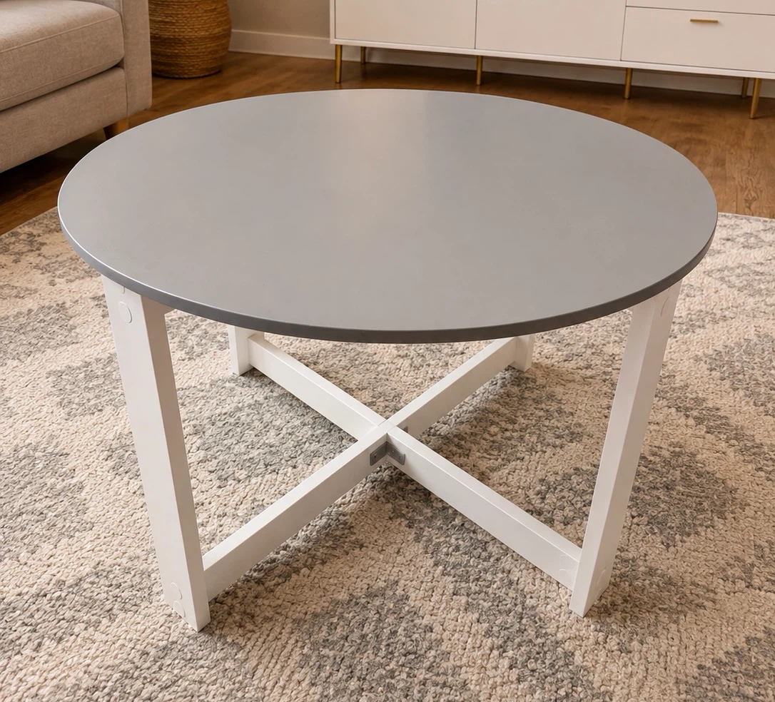 Gray and White Round Coffee Table