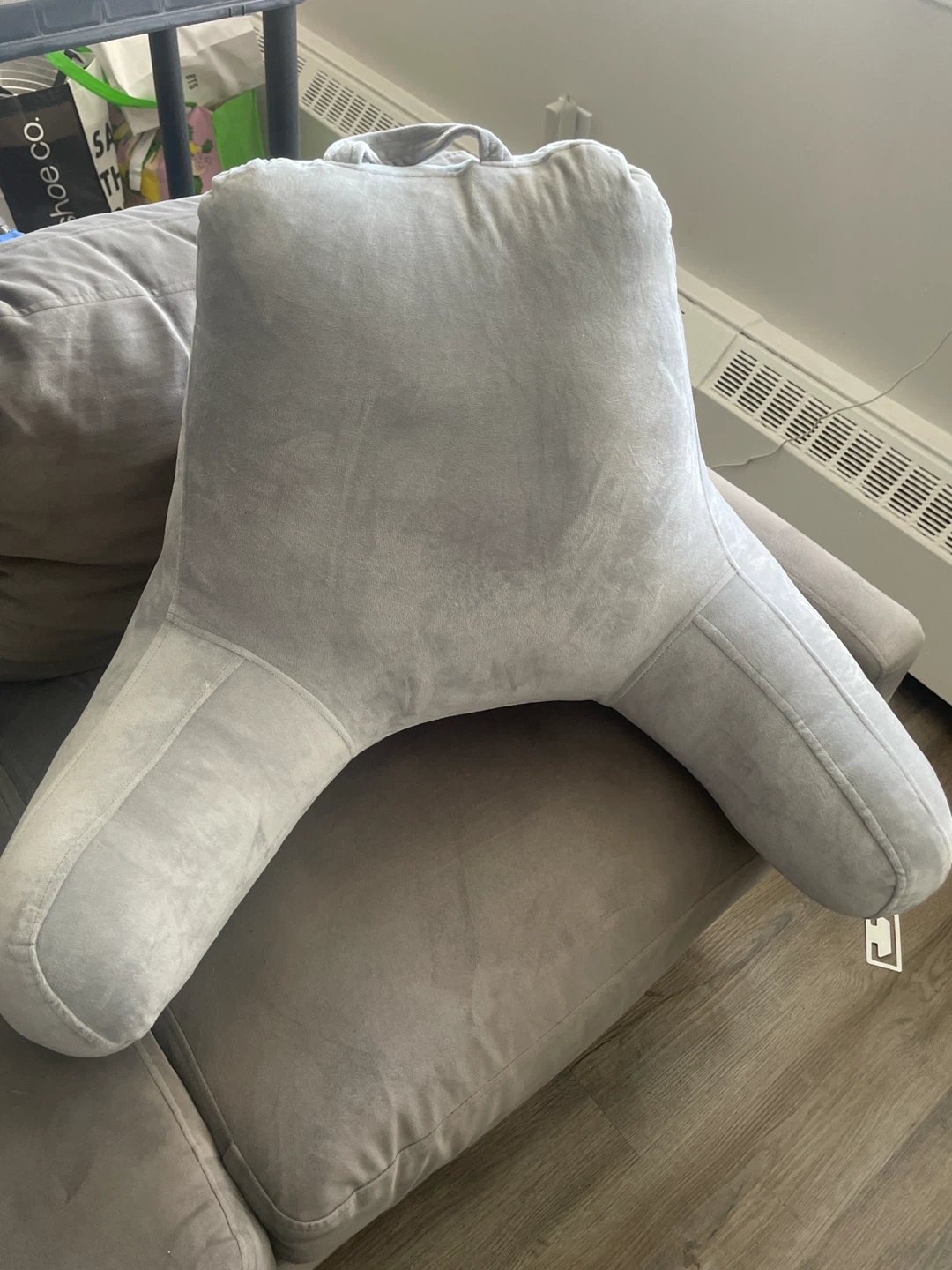 Grey Reading Pillow with Arms
