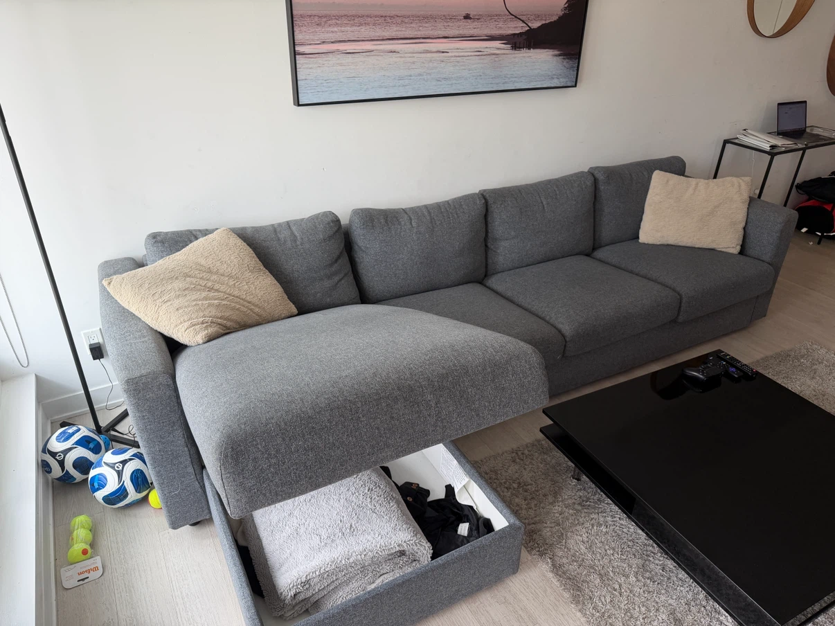 Grey Sectional Sofa with Storage - photo 2