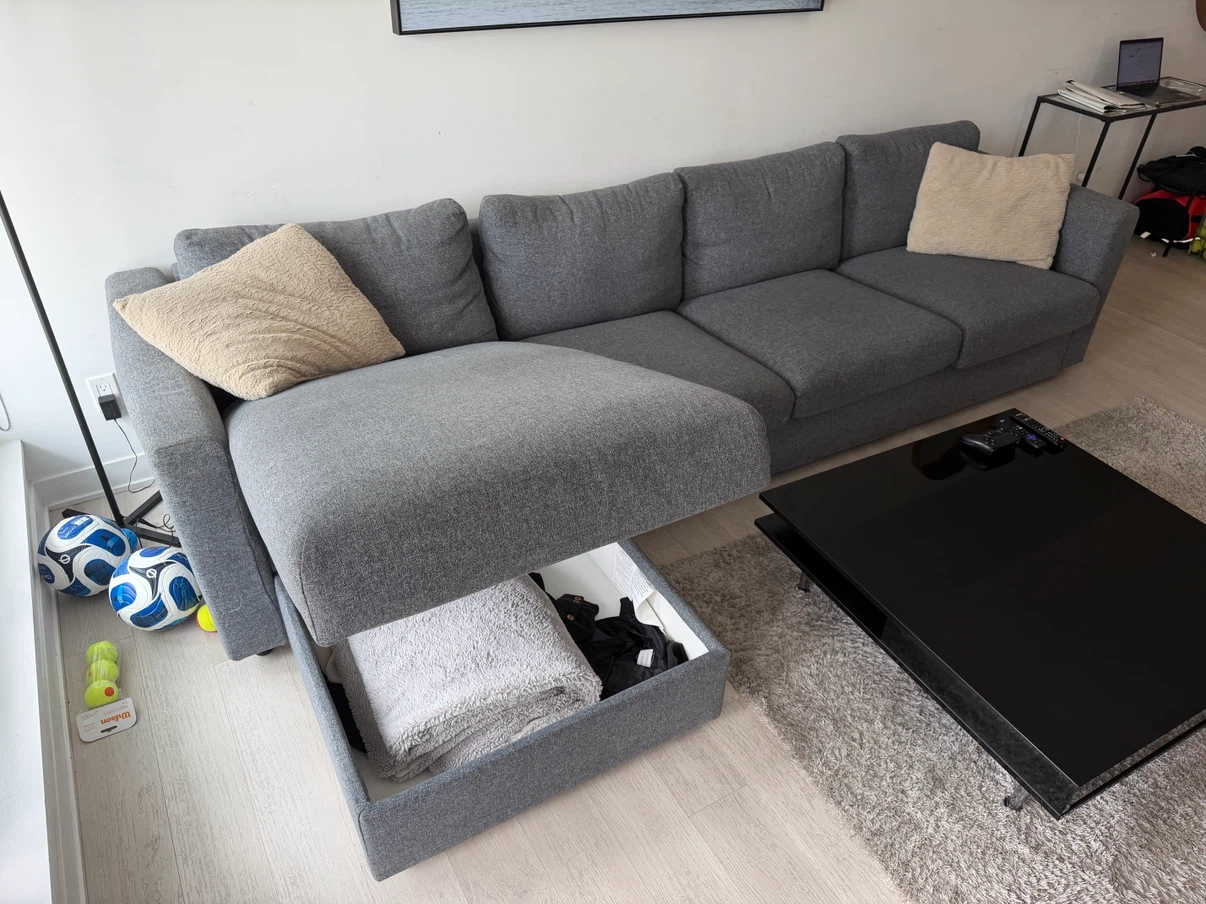 Grey Sectional Sofa with Storage - photo 3