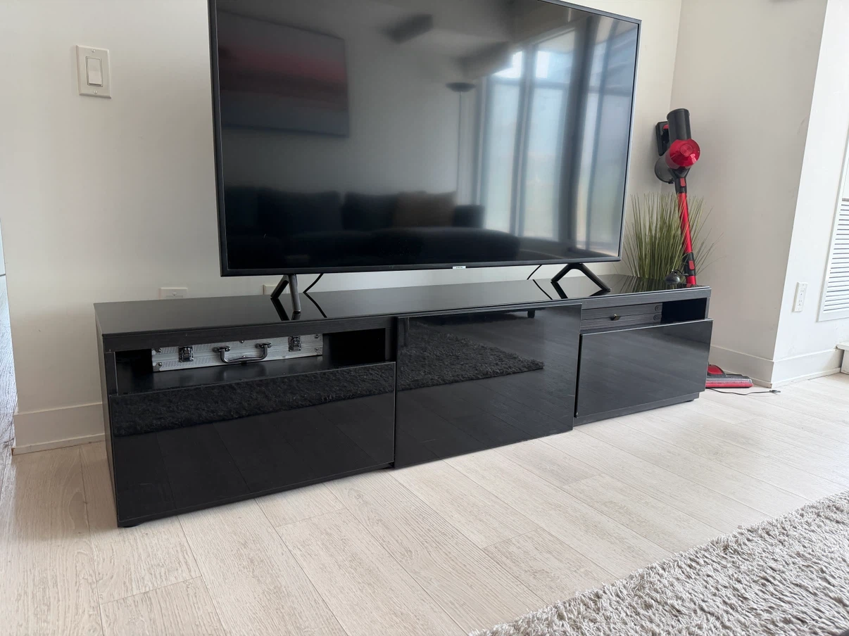 Black High-Gloss TV Stand - photo 2