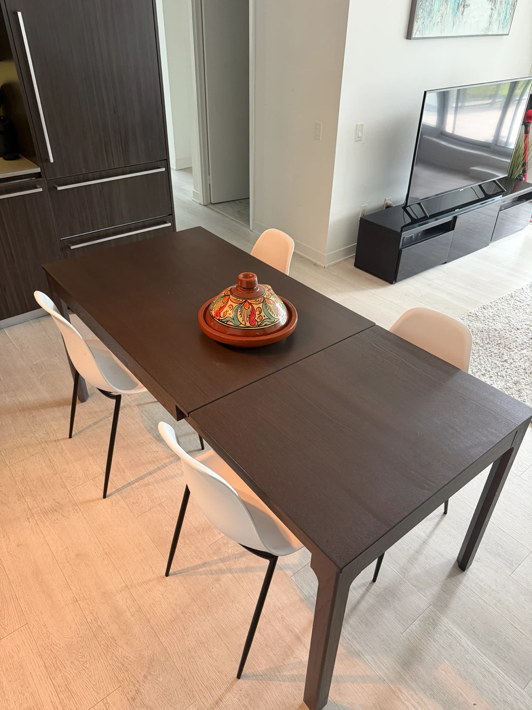 Dark Wood Dining Table with Extension