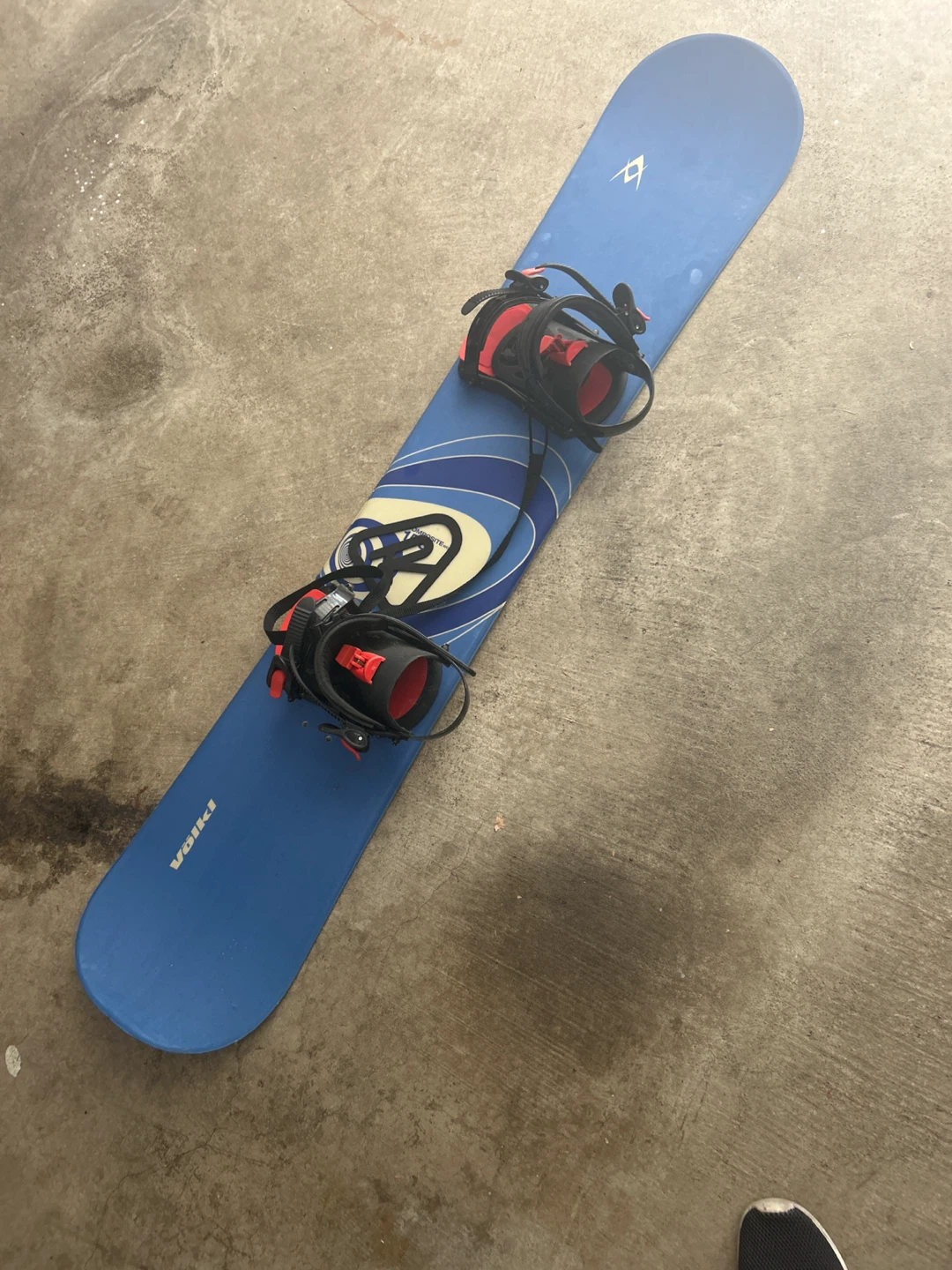 Volkl Blue Snowboard with Bindings