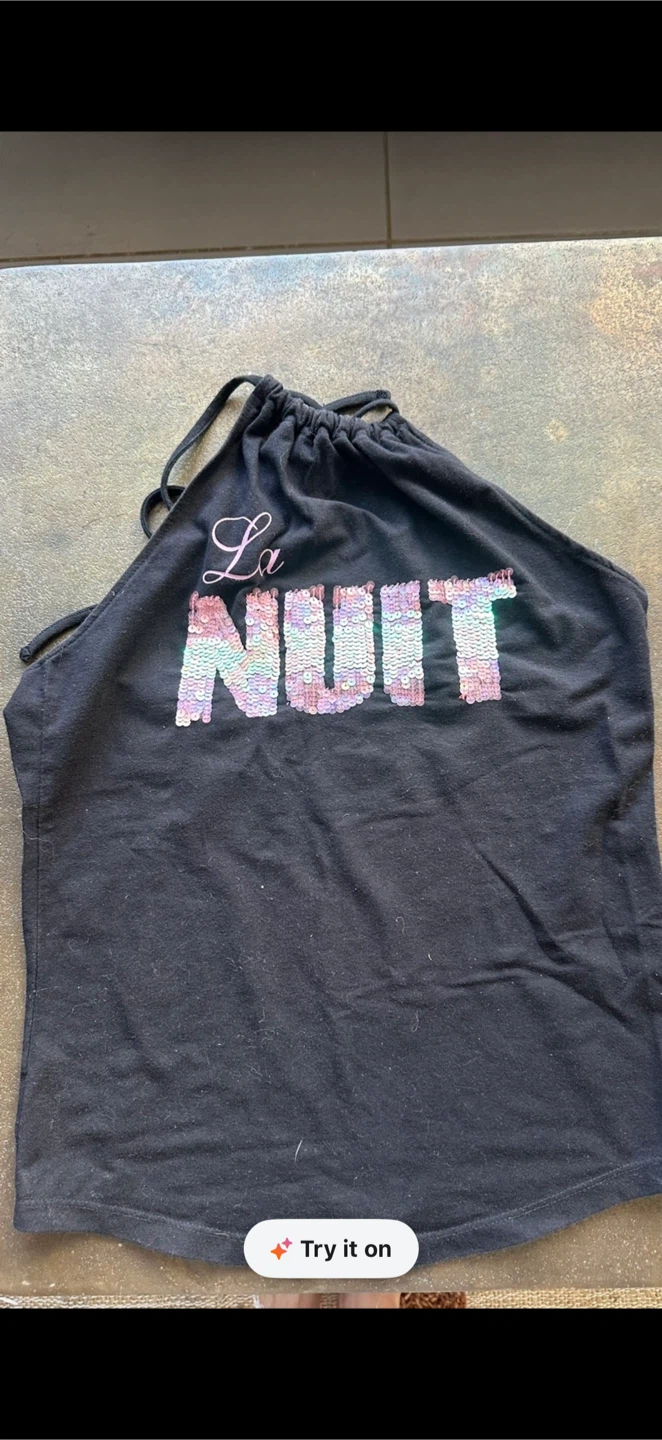 MNG Jeans Black La Nuit Sequin Halter Top