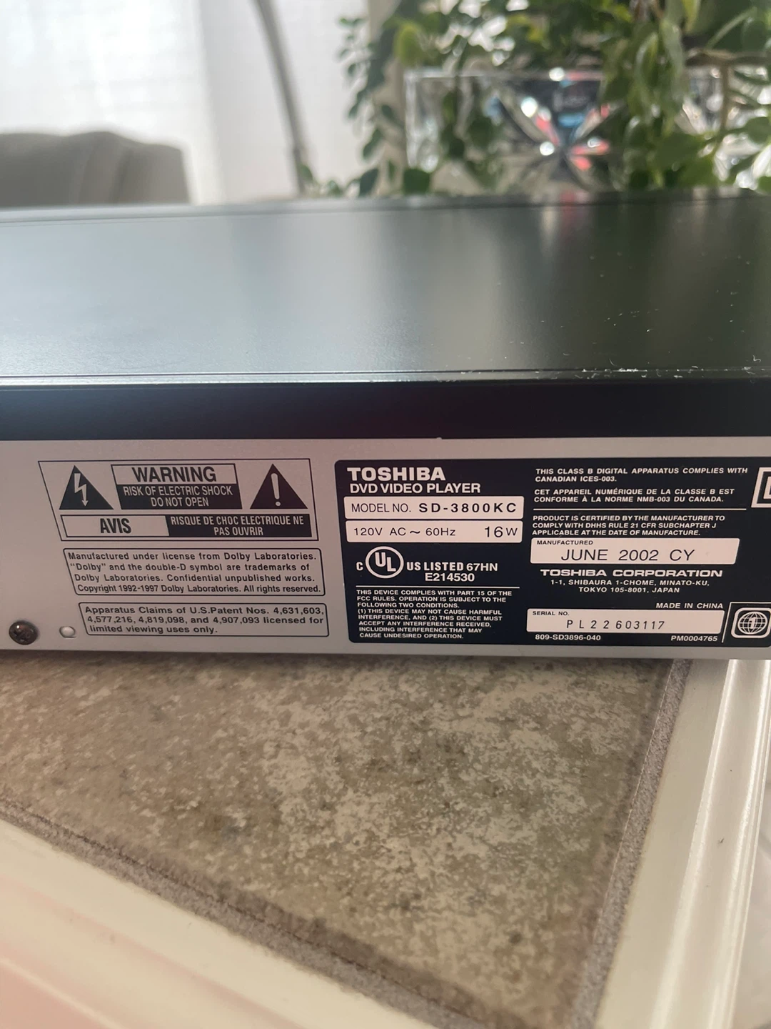 Toshiba SD-3800KC DVD Video Player - photo 4
