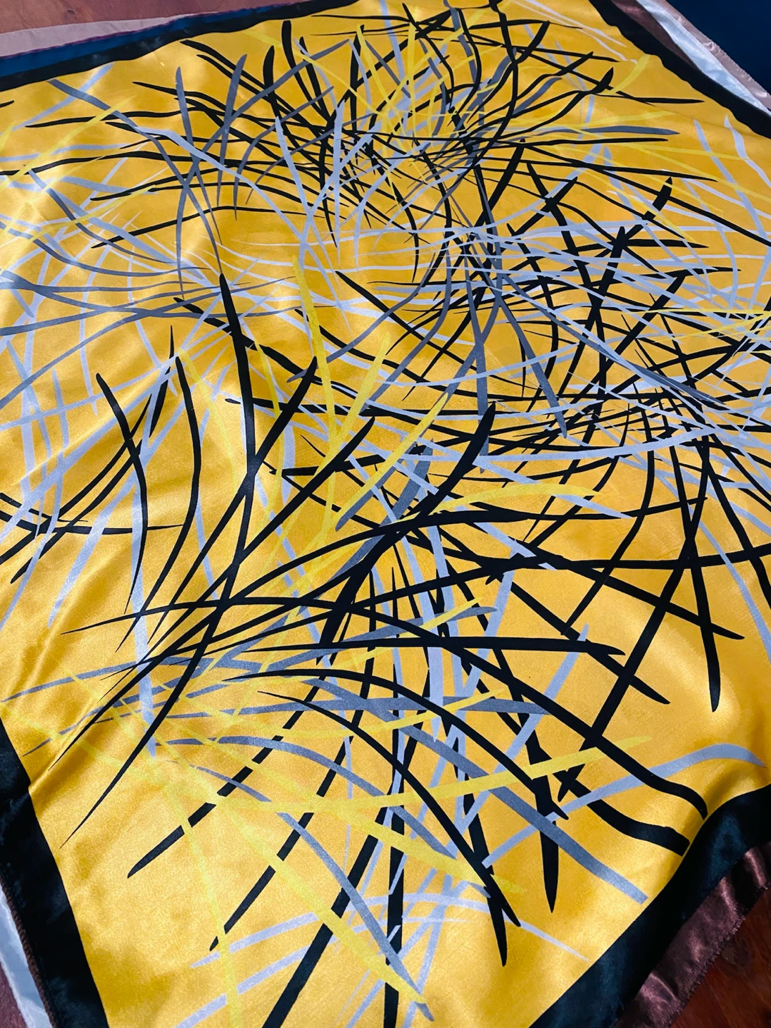 ECENUR Yellow Abstract Print Square Scarf