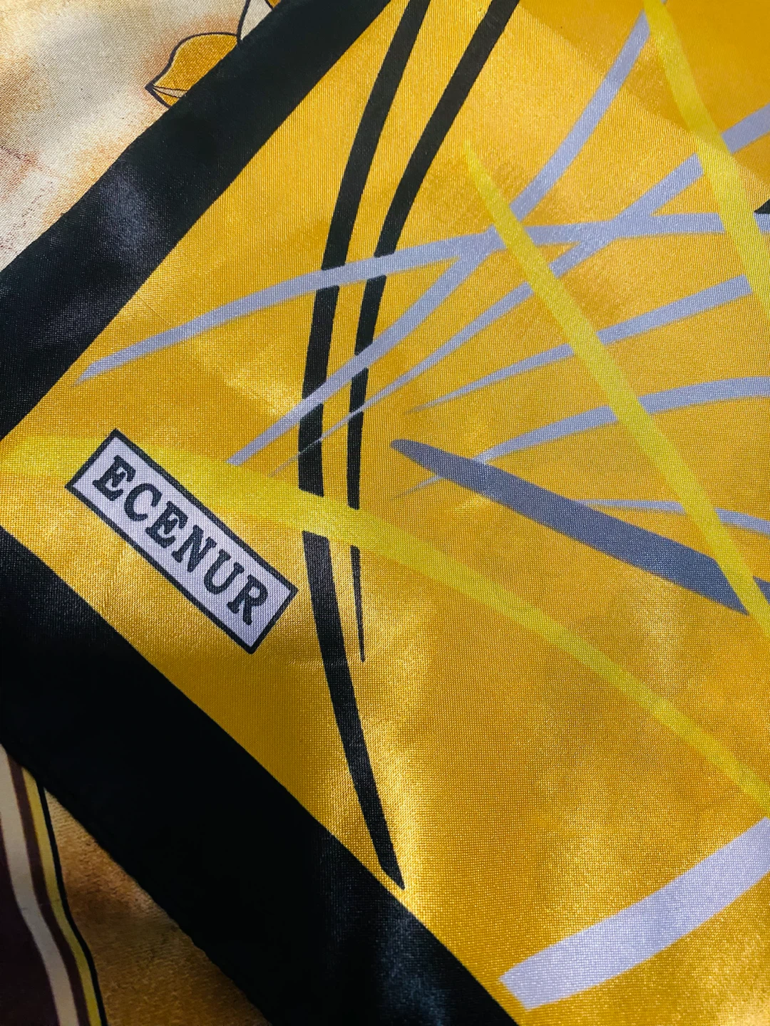ECENUR Yellow Abstract Print Square Scarf - photo 2