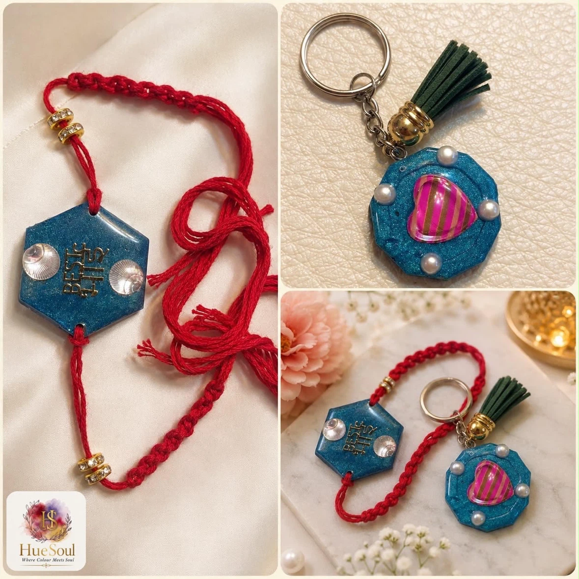 Handmade  Rakhi & Keychain Set
