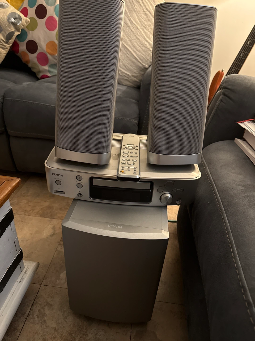 Denon Stereo System with Speakers and Subwoofer