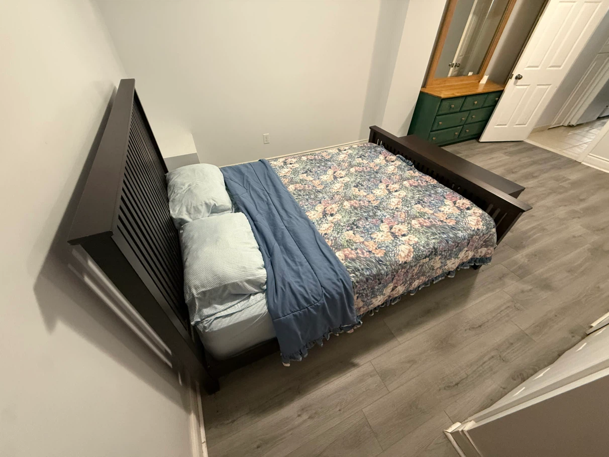 Dark Wood Bed Frame with Mattress - photo 2