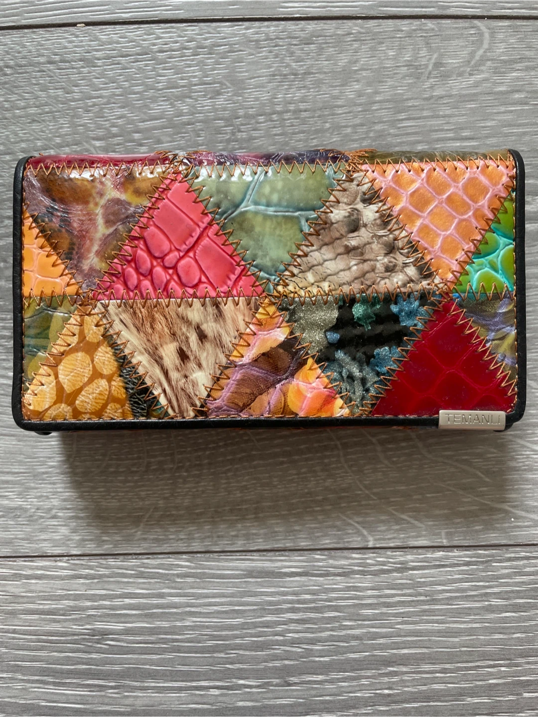 TEMANLI Patchwork Leather Wallet