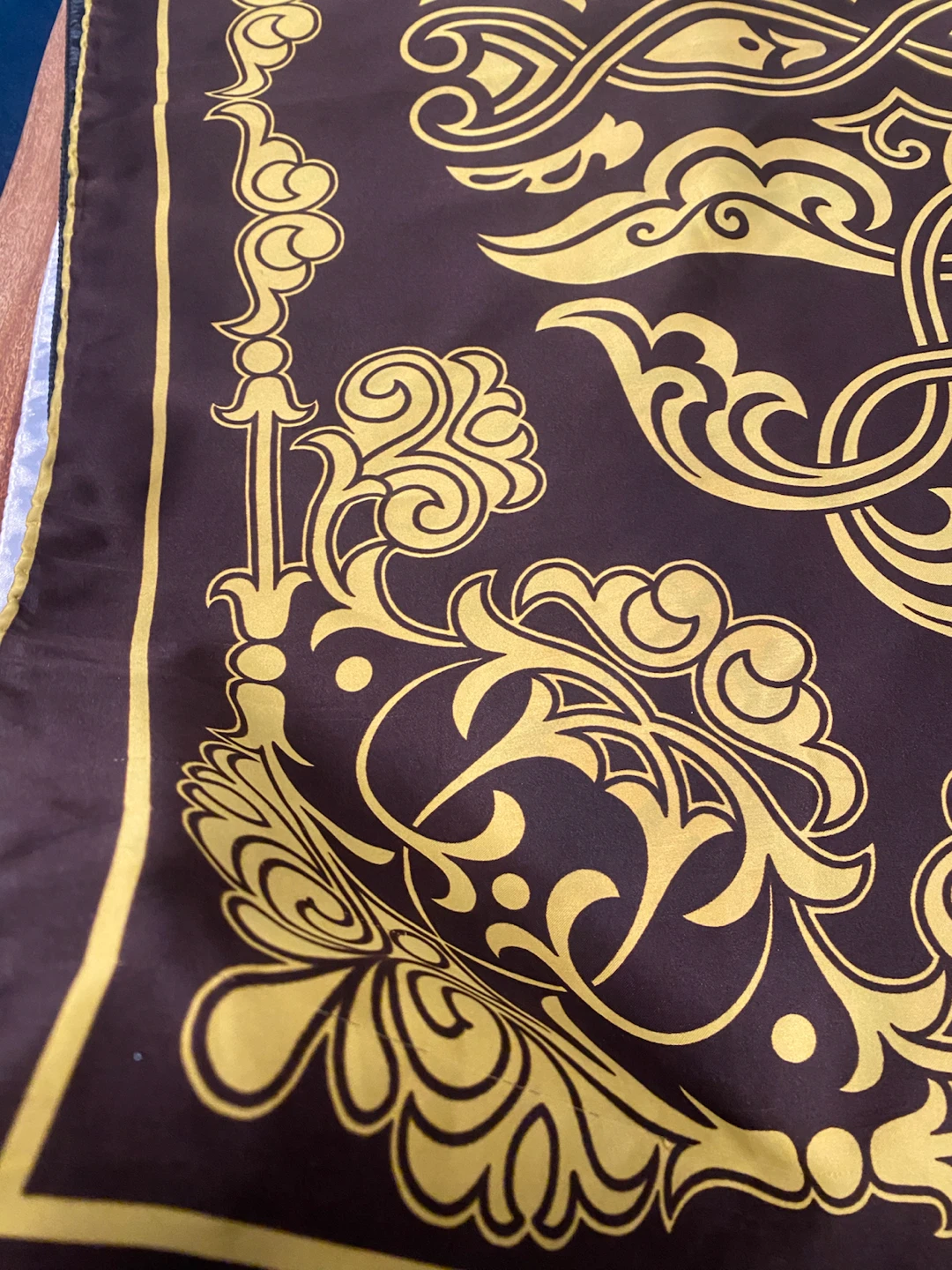Julia Lauren Silk Scarf - Brown & Gold Pattern - photo 2