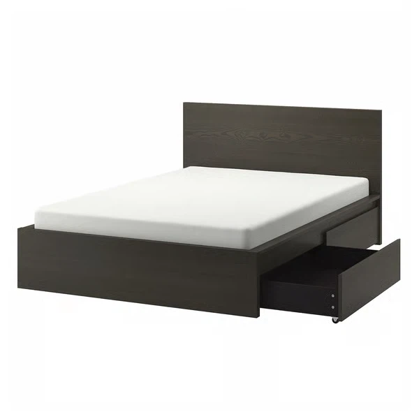 IKEA MALM Bed Frame with Storage Drawers - Dark Brown