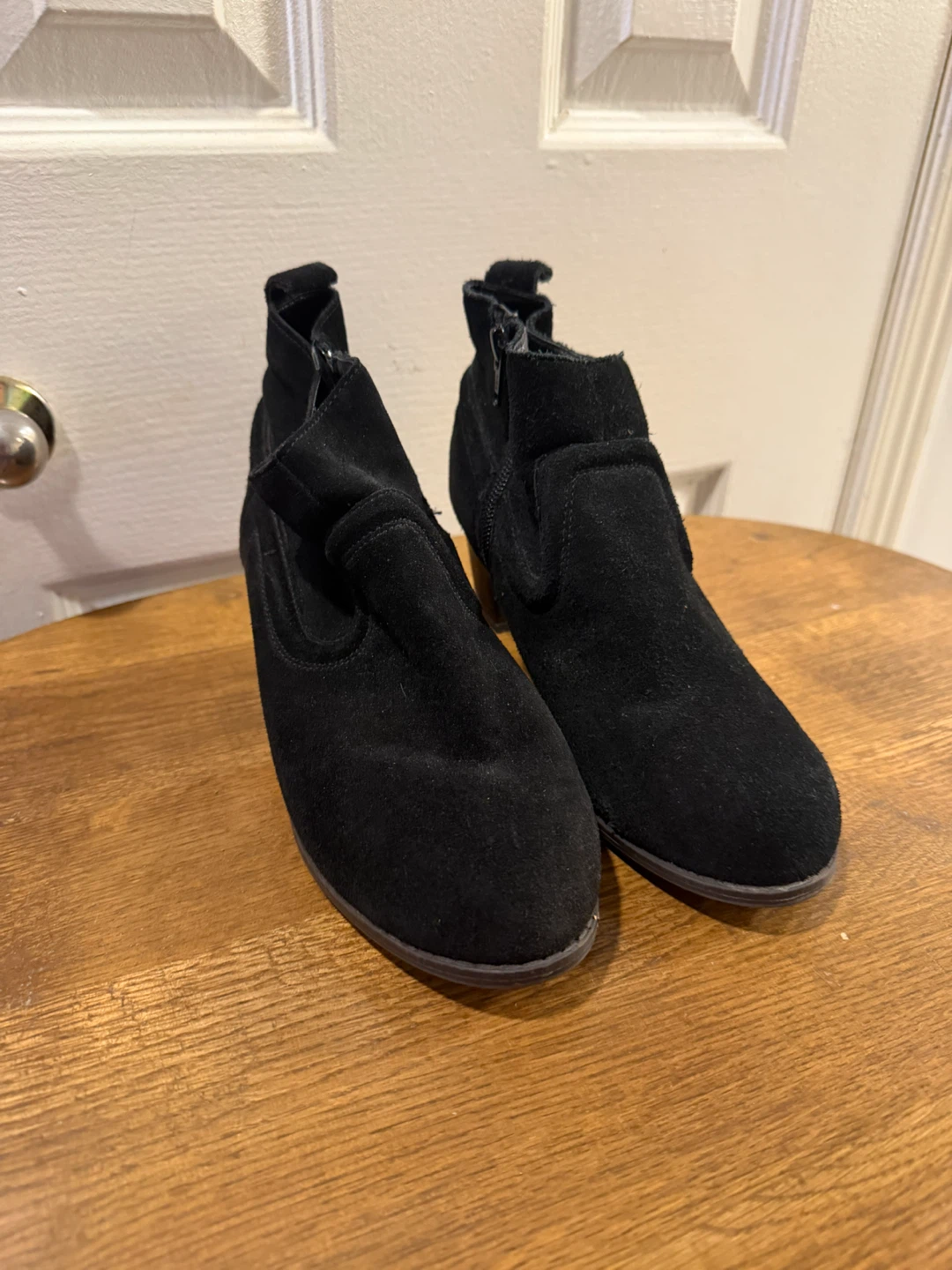 Black Suede Ankle Boots with Zipper
