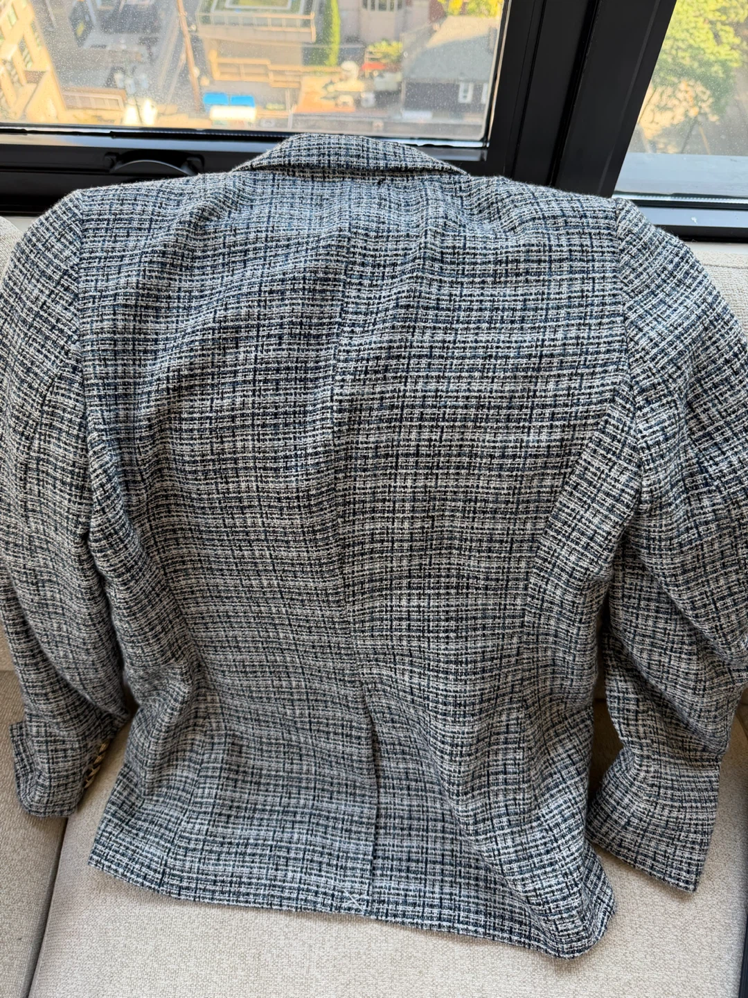 H&M Navy & White Tweed Blazer – Size XS – Gold Buttons - photo 2