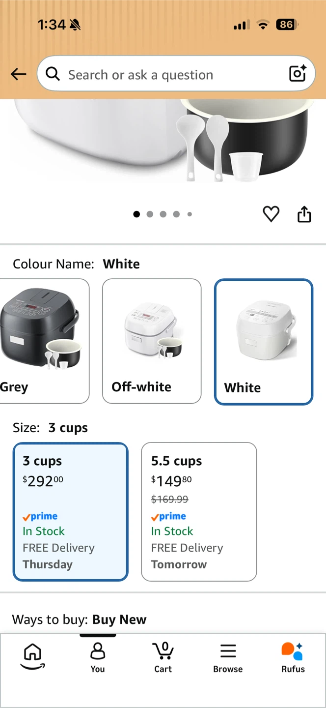 Toshiba 3 Cup Rice Cooker RC-SDSTCA(W) - White - photo 4