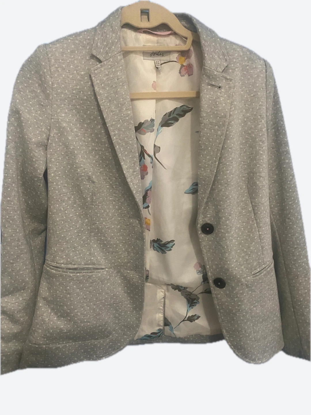 Joules Grey Speckled Blazer with Floral Lining