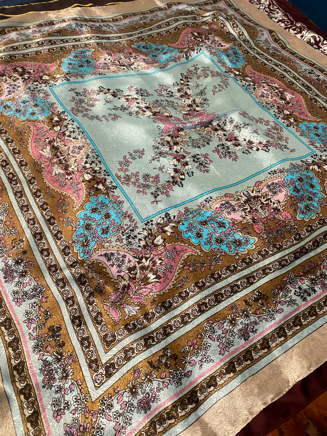 Vintage Floral Silk Scarf