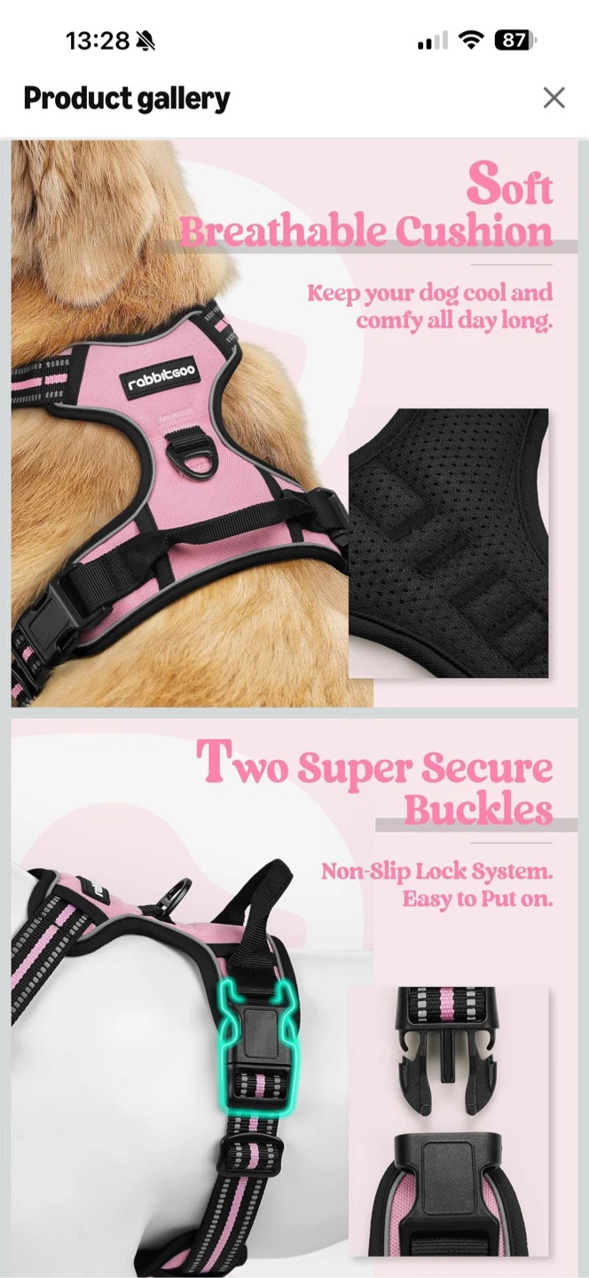 Rabbitgoo Dog Harness - Pink SIZE S