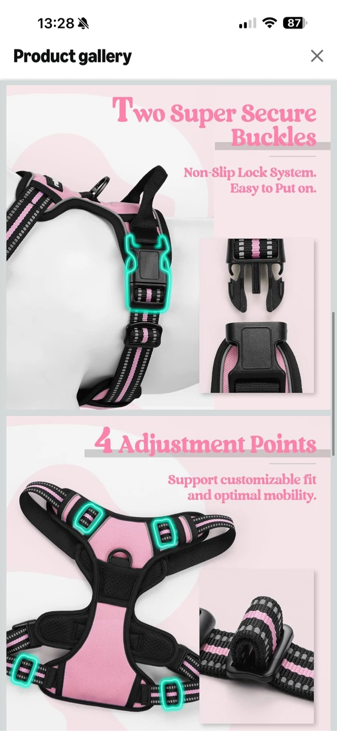 Rabbitgoo Dog Harness - Pink SIZE S - photo 2