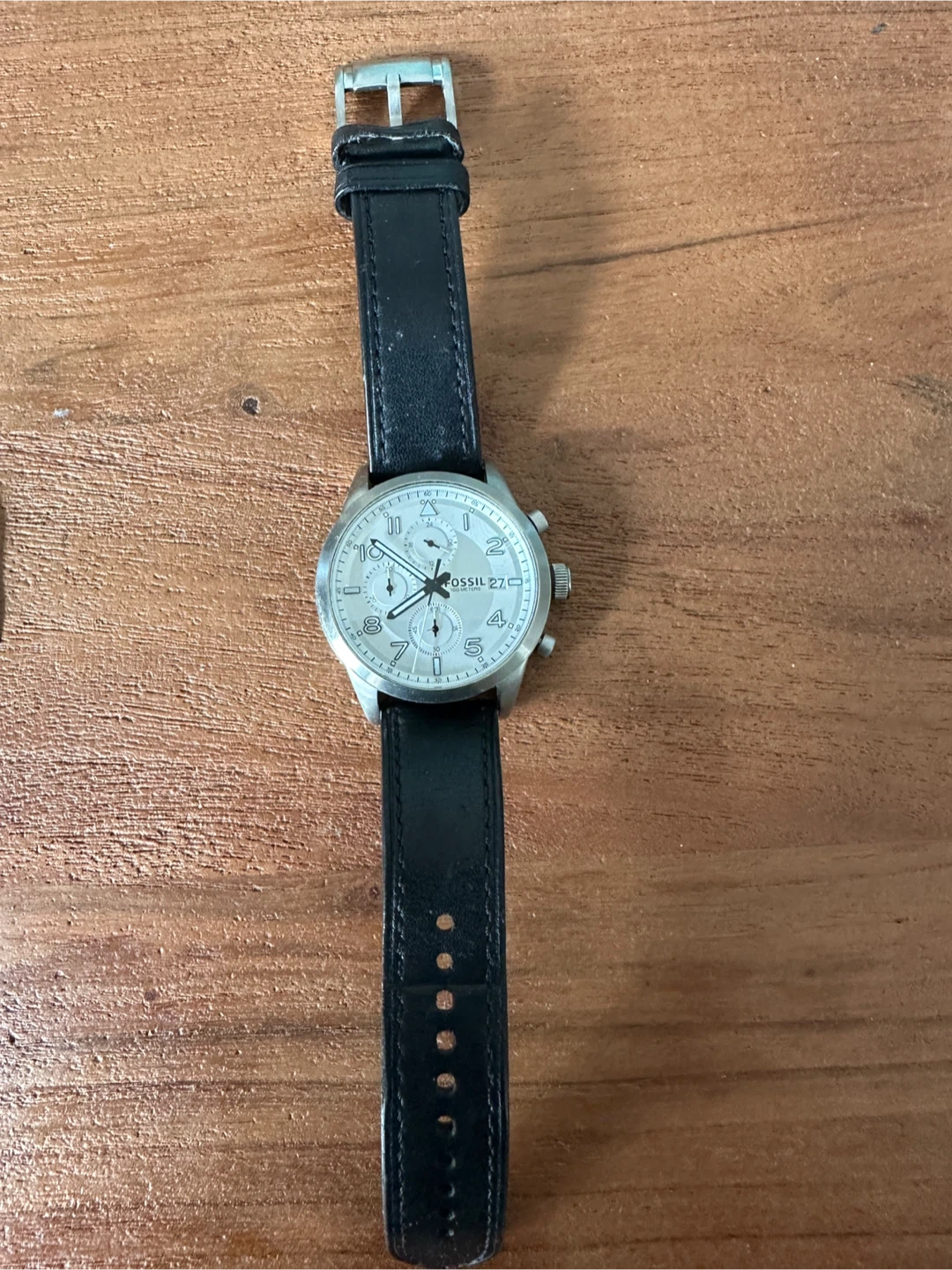 Fossil 100 Meters Chronograph Watch with Leather Strap - photo 2