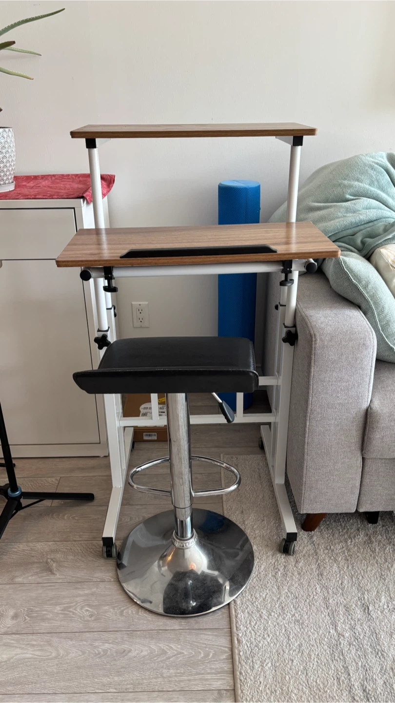 Adjustable Height Standing Desk with Stool