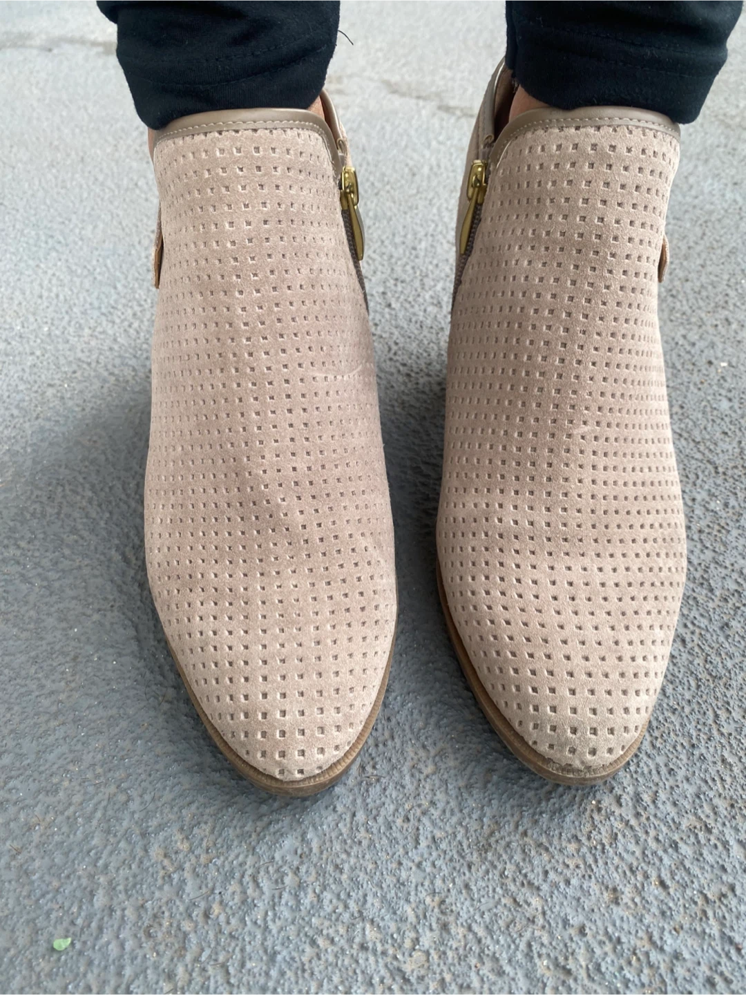 Women's Tan Perforated Booties