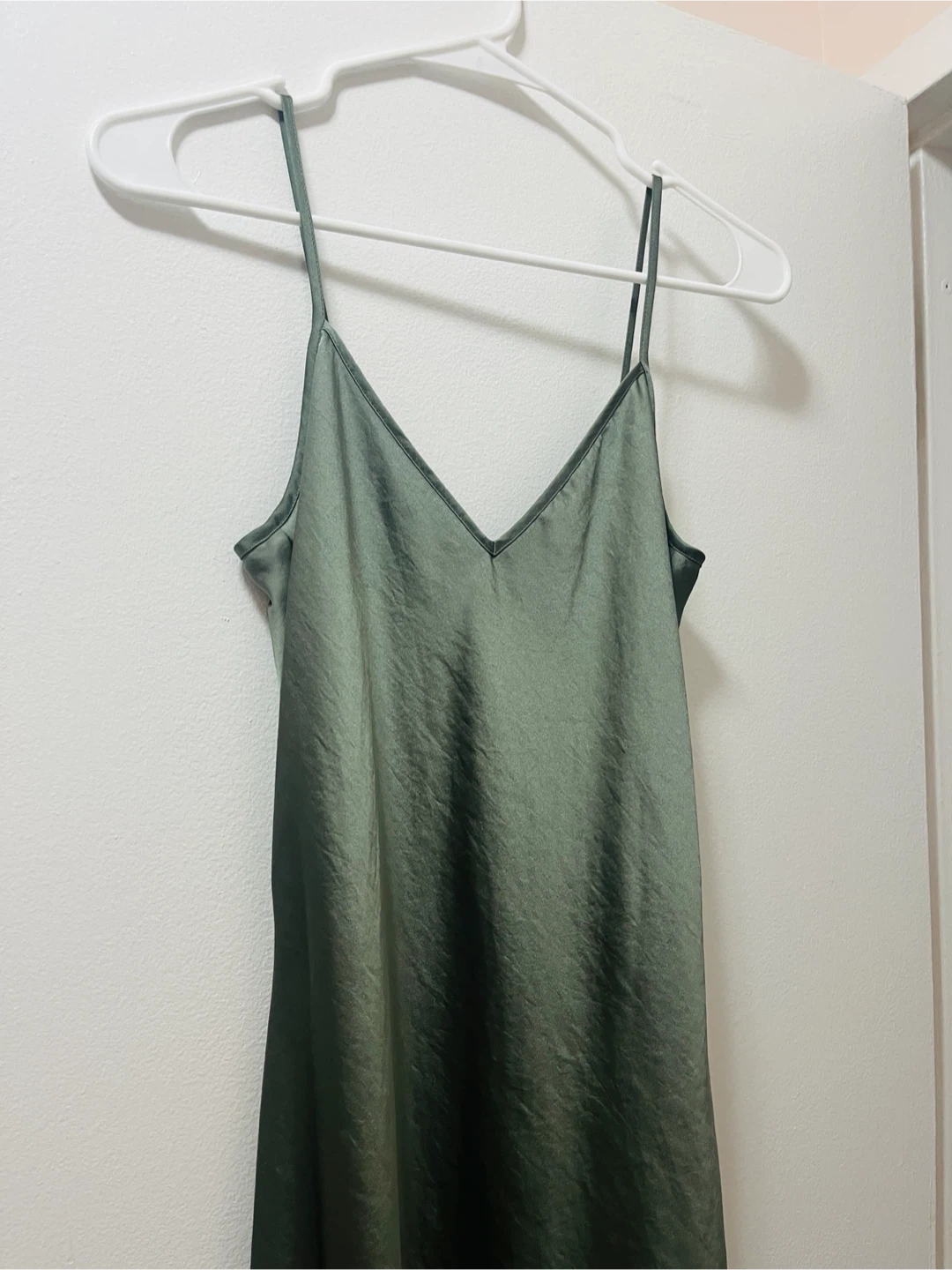 Aritzia sage green silk dress