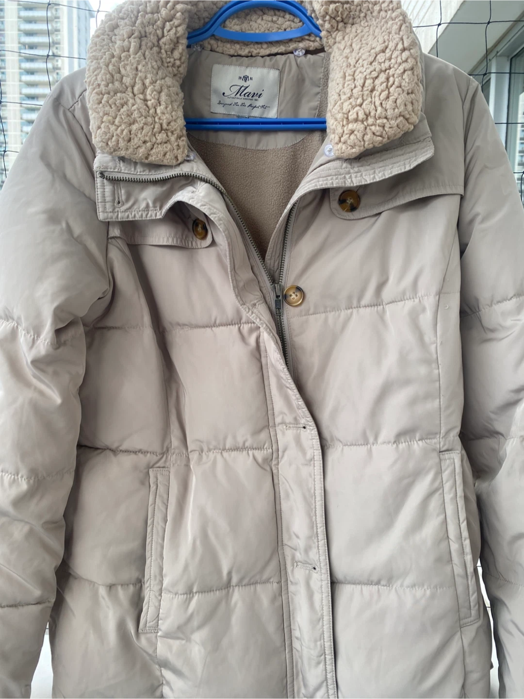 Mavi Puffer Jacket with Shearling Collar