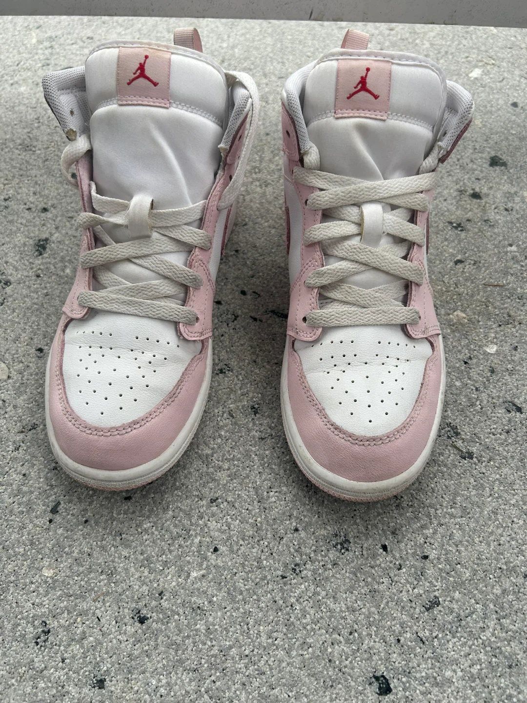 Jordan 1 Mid Pink White Sneakers - photo 2