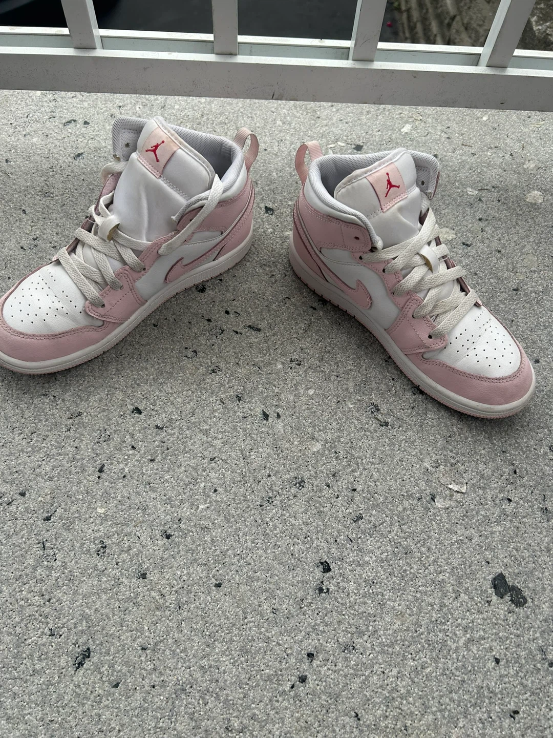 Jordan 1 Mid Pink White Sneakers - photo 4