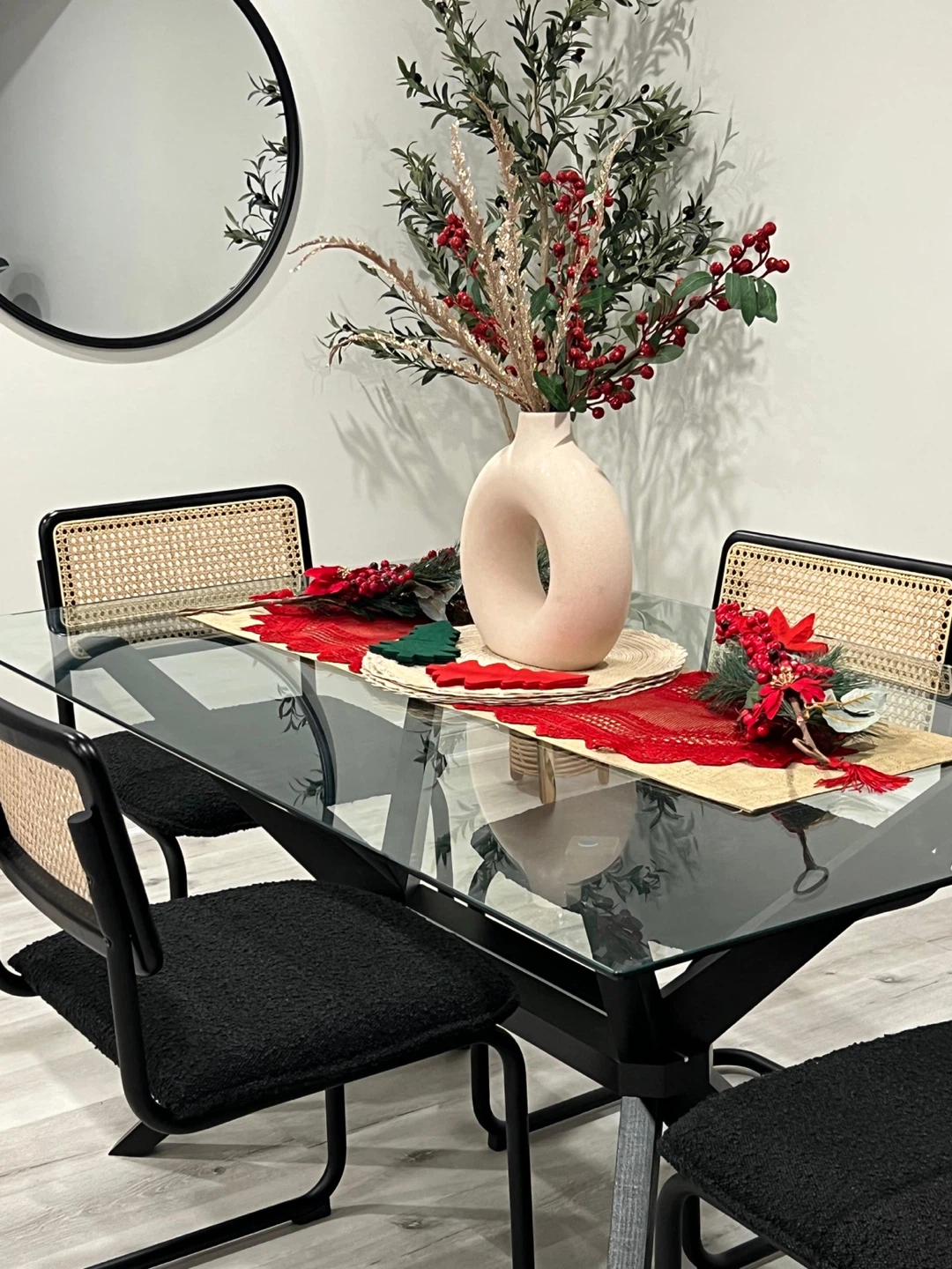 Dining Table with Black Metal Base