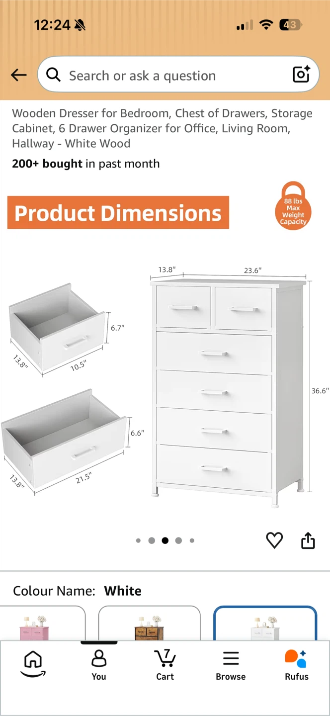 White 6-Drawer Dresser